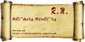 Ráduly Mihály névjegykártya
